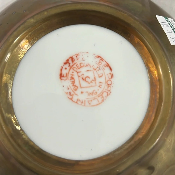 Vintage Japanese Chinoiserie Porcelain and Brass Bowl - Picture 3 of 9